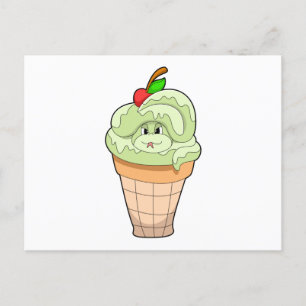 Slang met ijshoorntje & kers briefkaart