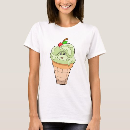 Slang met ijshoorntje & Kers T-shirt (Voorkant)