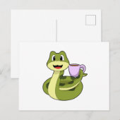 Slang met kopje koffie briefkaart (Voorkant / Achterkant)