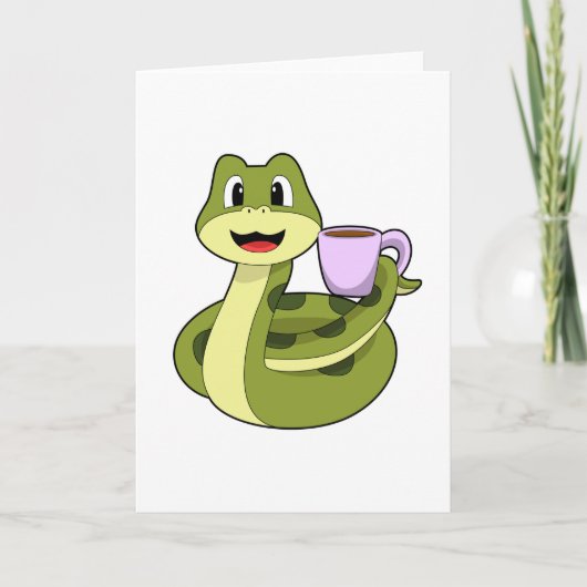 Slang met kopje koffie kaart (Voorkant)