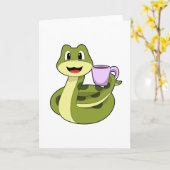 Slang met kopje koffie kaart (Gele Bloem)