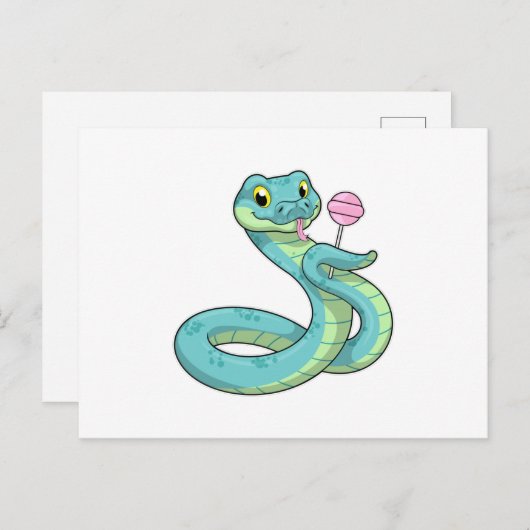 Slang met Lolly Briefkaart (Voorkant / Achterkant)