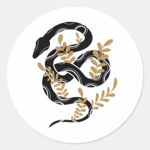 Slang met planten ronde sticker