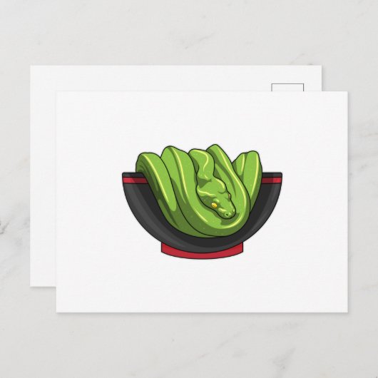 Slang met Ramen Kom Briefkaart (Voorkant / Achterkant)