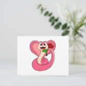 Slang met Roos Briefkaart (Staand voorkant)