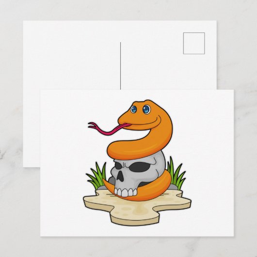 Slang met schedel briefkaart (Voorkant / Achterkant)