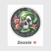 Slang met schedel groene Sticker. Sticker (Vel)