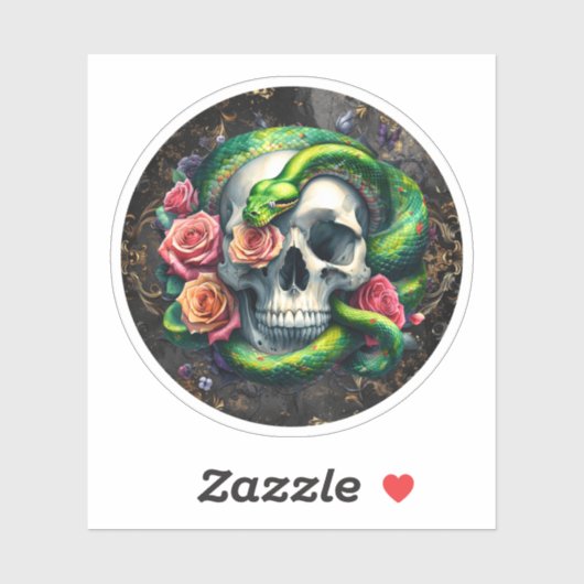 Slang met schedel groene Sticker. Sticker (Vel)