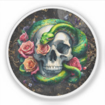 Slang met schedel groene Sticker.