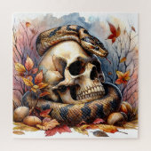 Slang met schedel herfst legpuzzel (Verticaal)