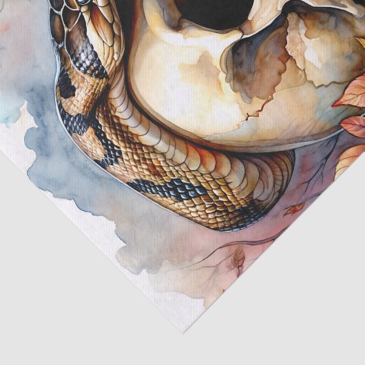 Slang met schedel Herfstbladeren Tissuepapier (Detail)