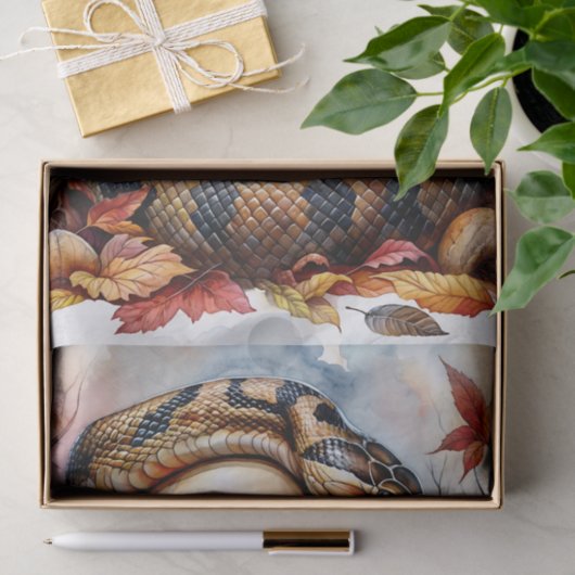 Slang met schedel Herfstbladeren Tissuepapier (Geschenk)