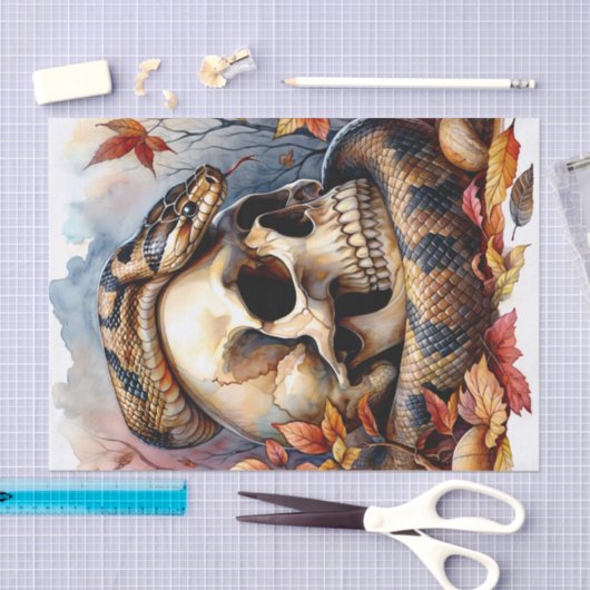 Slang met schedel Herfstbladeren Tissuepapier (Craft)