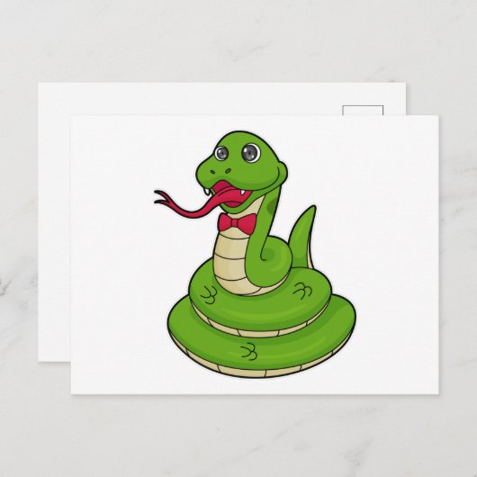 Slang met vlinderdas briefkaart (Voorkant / Achterkant)