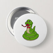 Slang met vlinderdas ronde button 7,6 cm (Voorkant /achterkant)
