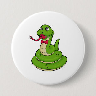 Slang met vlinderdas ronde button 7,6 cm