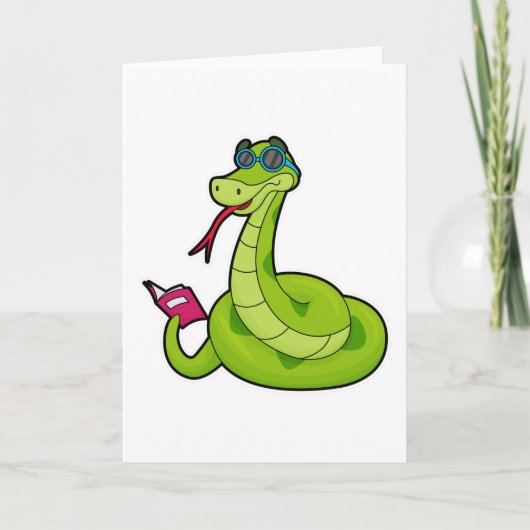 Slang met zonnebril & boek kaart (Voorkant)