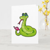 Slang met zonnebril & boek kaart (Gele Bloem)