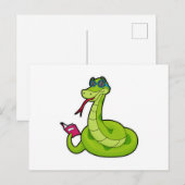 Slang met zonnebril en boek briefkaart (Voorkant / Achterkant)