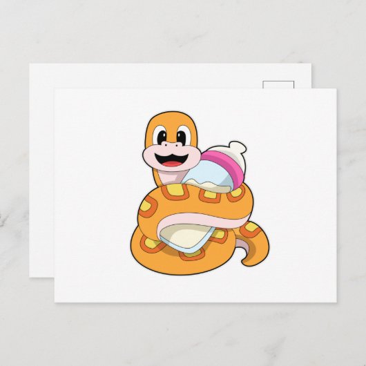 Slang met zuigfles briefkaart (Voorkant / Achterkant)