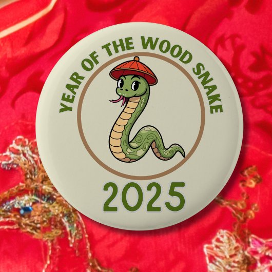 Slang Nieuwjaar Chinese Lunar Zodiac teken 2025 Ronde Button 5,7 Cm