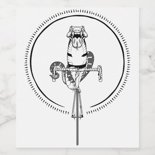 Slang op de fiets wijn etiket (Enkel label)