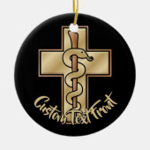 Slang op Kruis Keramisch Ornament (Voorkant)