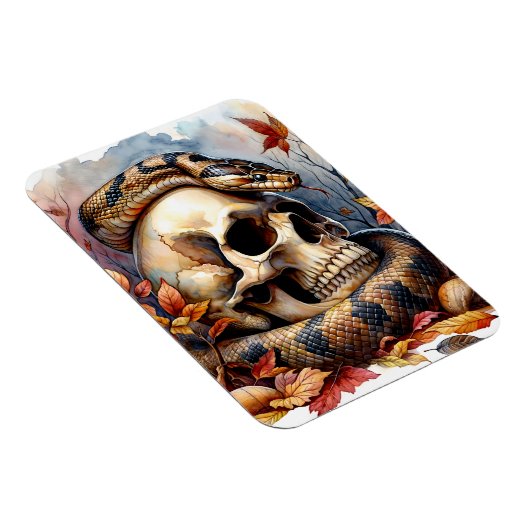 Slang op schedel Herfstbladeren Magneet (Rechterzijde)