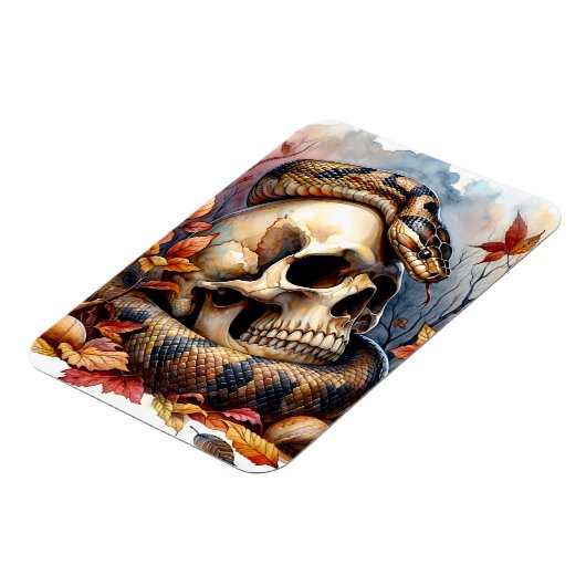 Slang op schedel Herfstbladeren Magneet (Linkerzijde)