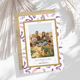 Slang & Paddenstoel Wit 2 Foto Chinees Nieuwjaar Feestdagenkaart