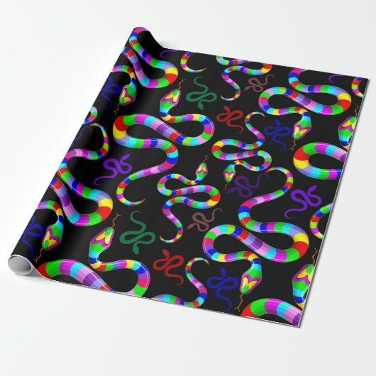 Slang Psychedelic Rainbow Kleuren Cadeaupapier (Uitgerold)