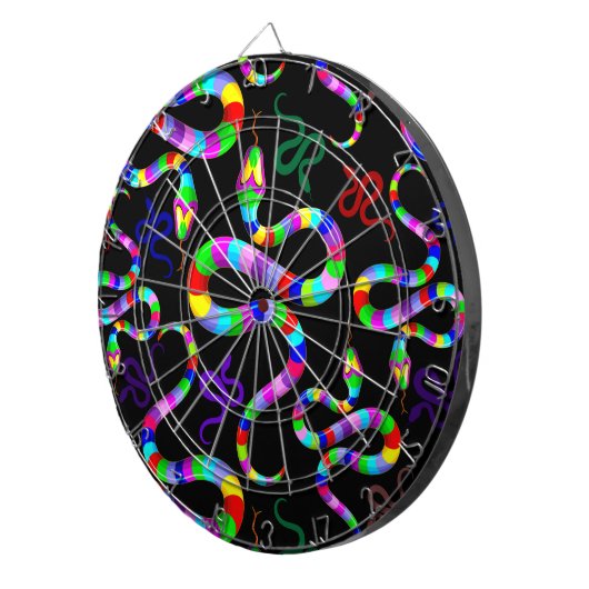 Slang Psychedelic Rainbow Kleuren Dartbord (Voorkant Rechts)