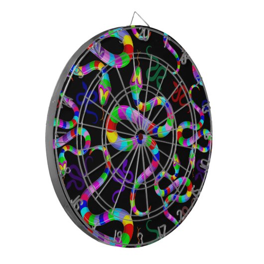 Slang Psychedelic Rainbow Kleuren Dartbord (Voorkant Links)
