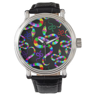 Slang Psychedelic Rainbow Kleuren Horloge