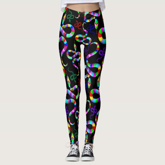 Slang Psychedelic Rainbow Kleuren Leggings (Voorkant)