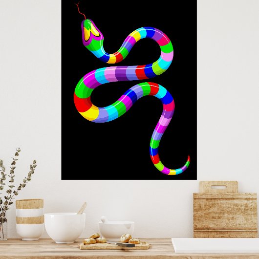 Slang Psychedelic Rainbow Kleuren Poster (Keuken)