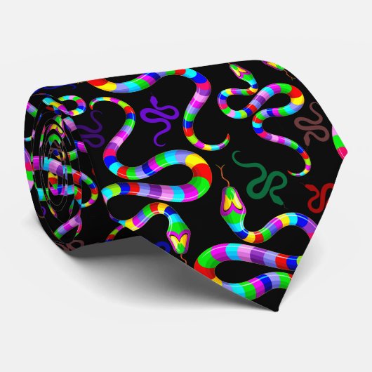 Slang Psychedelic Rainbow Kleuren Stropdas (Opgerold)