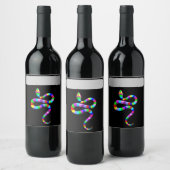 Slang Psychedelic Rainbow Kleuren Wijn Etiket (Flessen)