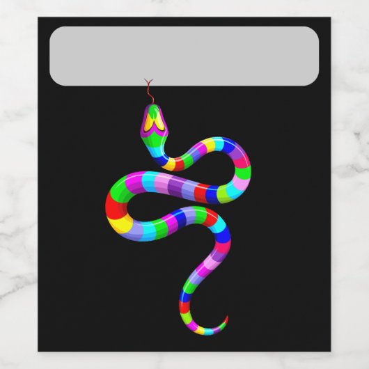 Slang Psychedelic Rainbow Kleuren Wijn Etiket (Enkel label)