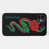 Slang rond een rode roos, tatoeagekunst Case-Mate iPhone case (Achterkant (horizontaal))