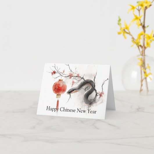 Slang van het Chinese Nieuwjaar Kaart (Gele Bloem)