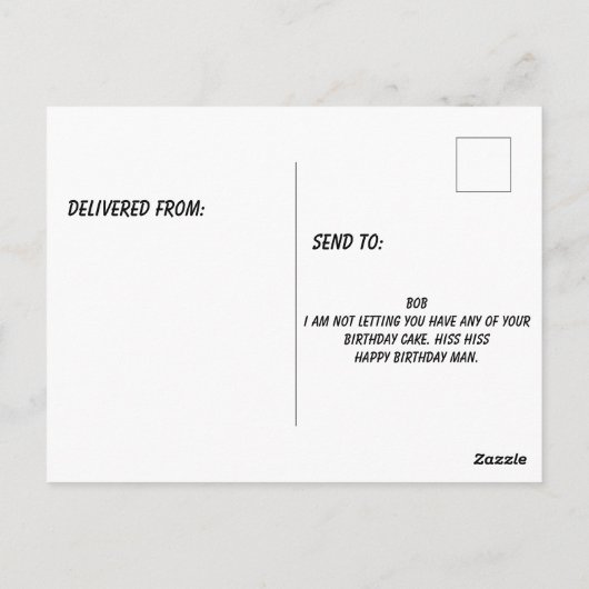 Slang wurgs taart verjaardag briefkaart (Achterkant)