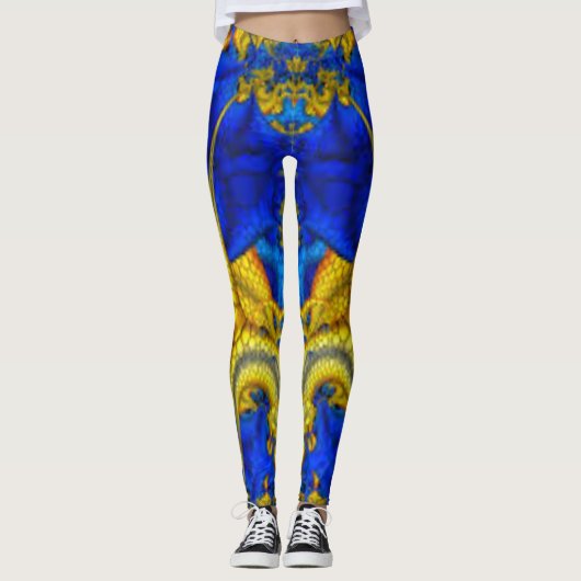 Slangachtige saffierblauwe Avatar Leggings (Voorkant)