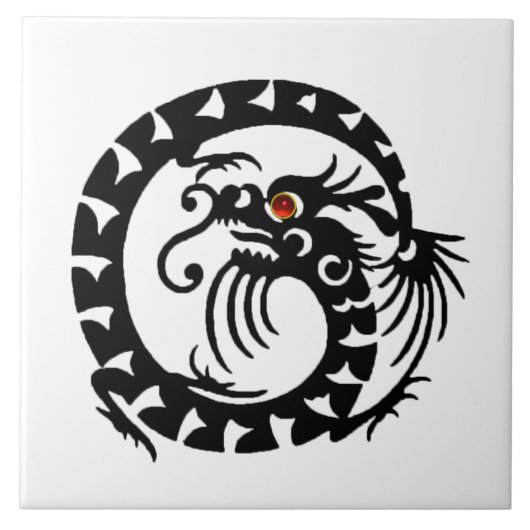 SLANGDRAAK, Zwart Wit Rood Tegeltje (Voorkant)