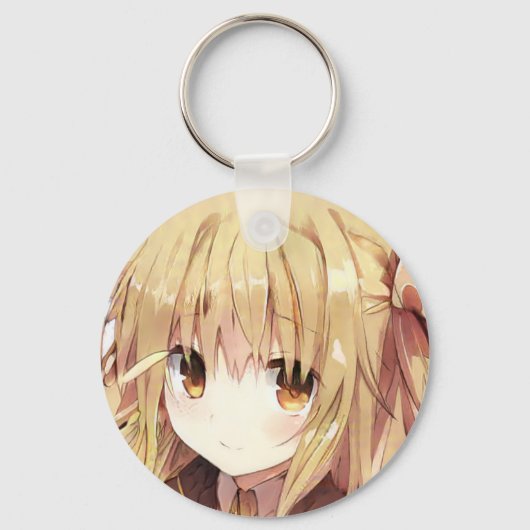 Slangelig donker blond haar amberkleurige ogen ani sleutelhanger (Voorkant)