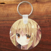 Slangelig donker blond haar amberkleurige ogen ani sleutelhanger (Voorkant)
