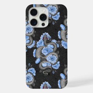 Slangen en blauwe rozen iPhone 15 pro max case