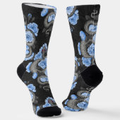 Slangen en blauwe rozen sokken (Gebogen)