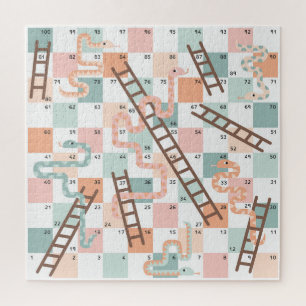 Slangen en ladders bordspel kinder legpuzzel
