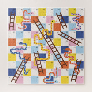 Slangen en ladders bordspel kinder legpuzzel